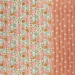 Printed Quilted Double Gauze BOMINI / BABETH Ecru / Marsala